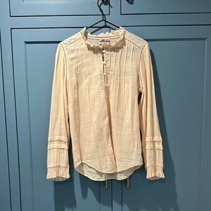 Faherty Peach Blouse with Ruffle Details